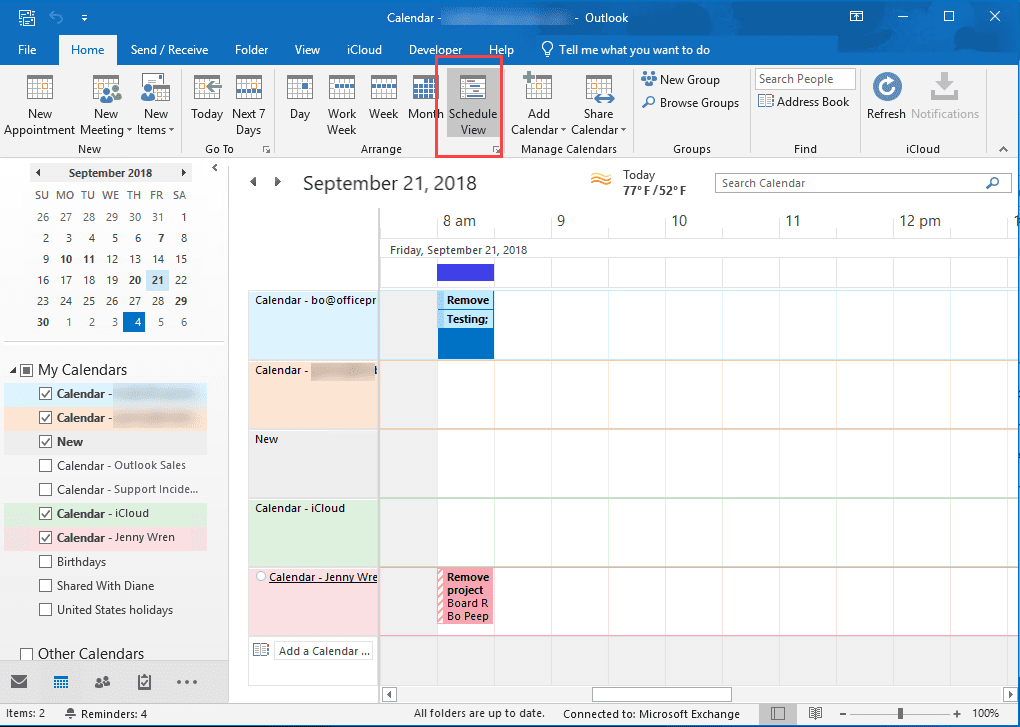 shared calendar not showing on outlook 2016 for mac